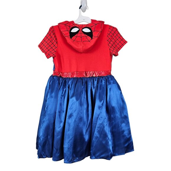 Marvel Spider-Man Girls Hooded Red Blue Dress Size 2X Tulle Satin Skirt Cosplay - Picture 4 of 12